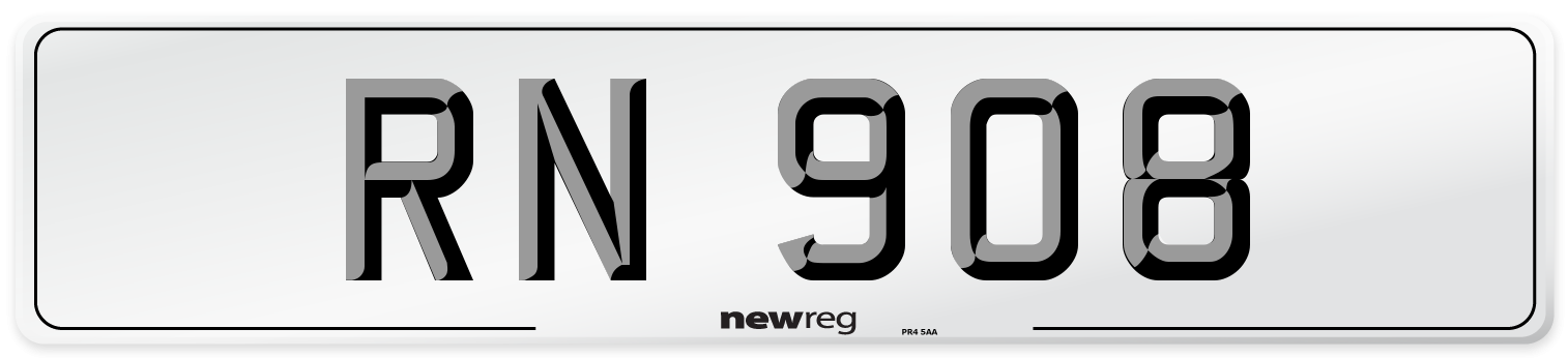 RN 908 Number Plate from New Reg
